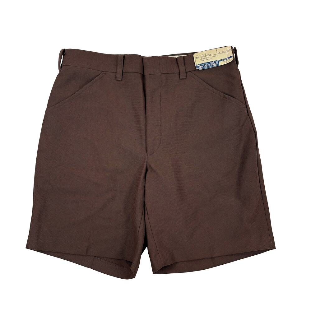 NWT Vintage 70s JC Penney Mens 7" Shorts Sz 32 Brown Deadstock Tailored Retro